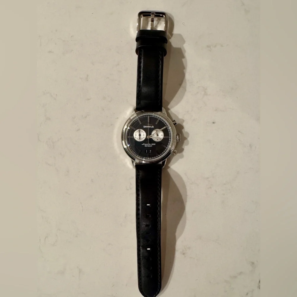 Shinola Bedrock Chronograph Watch with Black Leather Strap - Picture 4 of 14